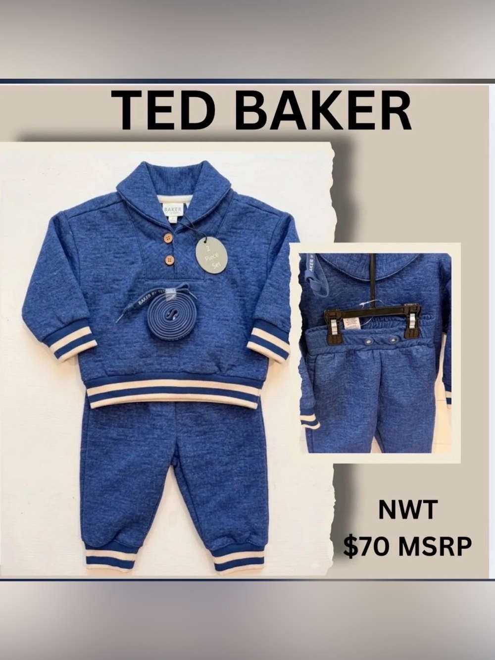 New nwt $70 msrp Ted baker outfit drawstring is not on waist 0-3 3-6 or 6-9